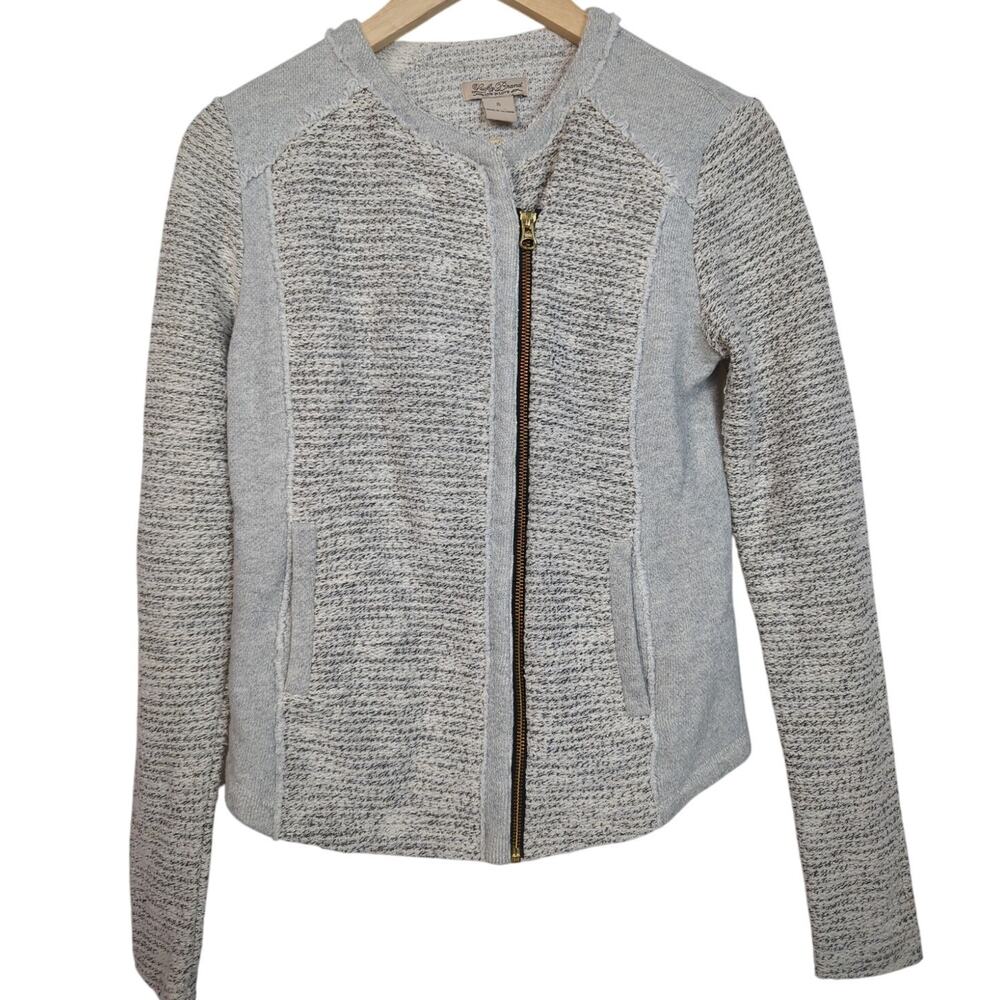 Lucky Brand Asymmetric Zip Front Jacket Gray Metallic Small